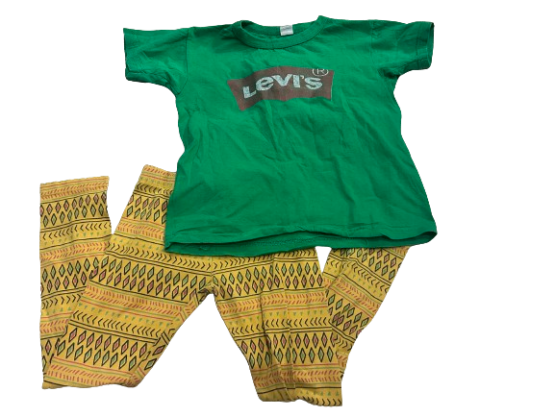 Pantaloni  + tricou fetita , marimea 110 culori galben si verde